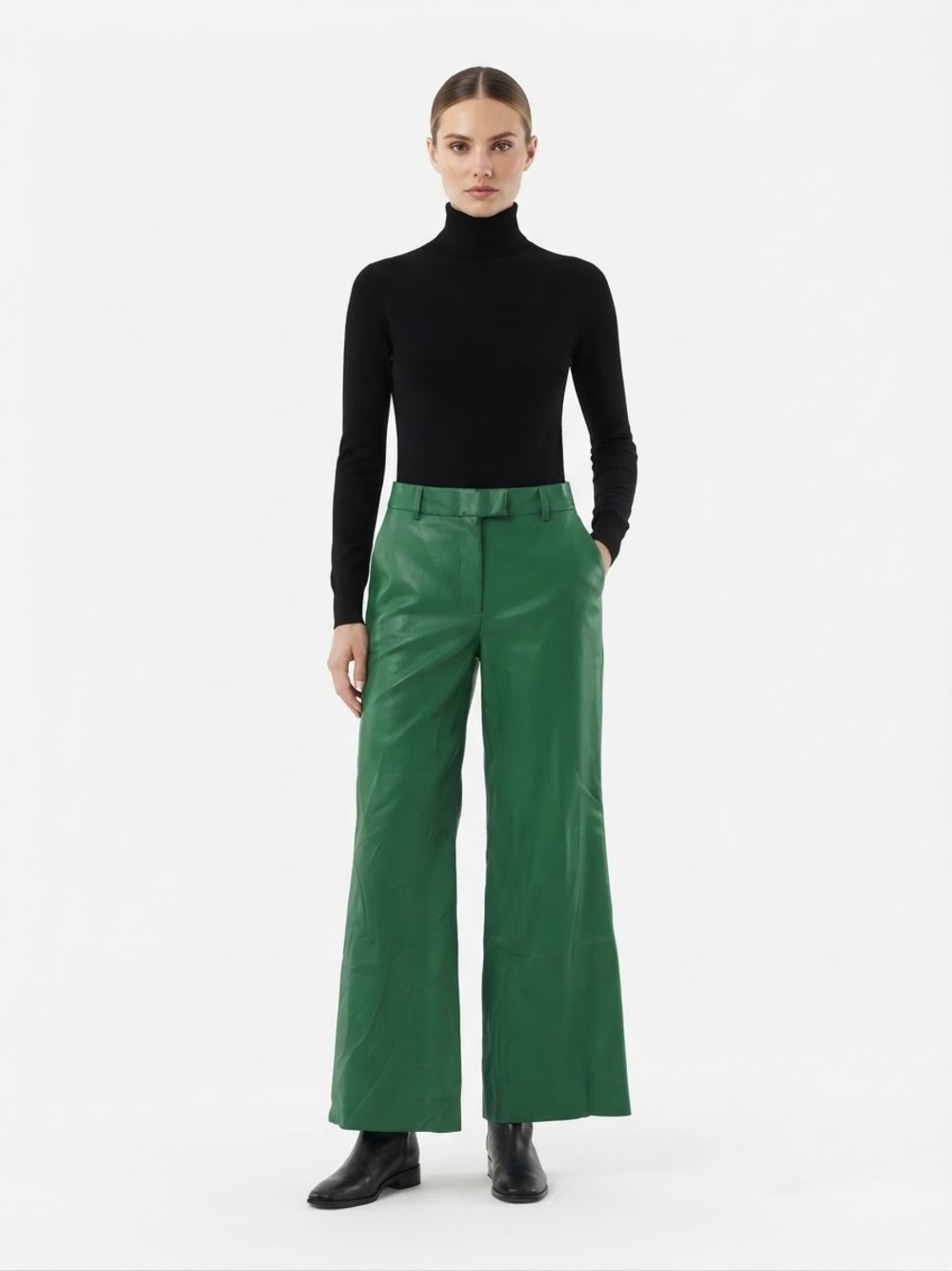 Piombo Emerald Green Wide-Leg Trousers